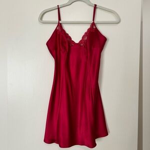 Silky Red Vintage Victorias Secrets Slip Dress